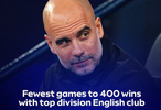 瓜迪奥拉569场创英超最快400胜纪录