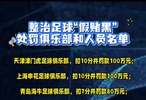 整治足球“假赌黑”，中国足协处罚俱乐部和人员名单公布