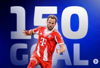 用时127场比赛，凯恩达成拜仁生涯直接参与150球里程碑