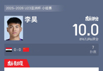 U23国足0比0战平伊拉克，李昊7次扑救获满分